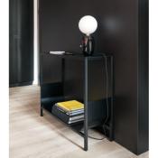 Console Design Tub Bois Noir Etagère Métal