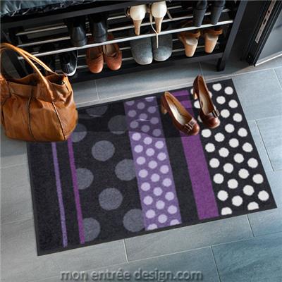 Tapis d'Entrée Intérieur Fin Glamour Dots Lila