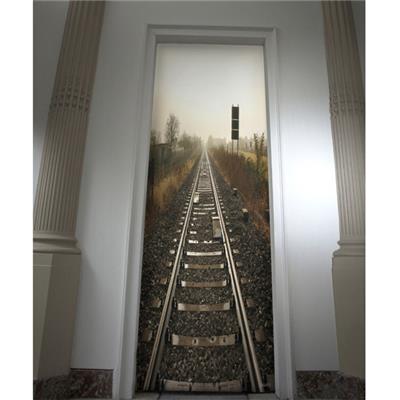 Trompe l'Oeil Porte Rails de Chemin de Fer - 3 Matières