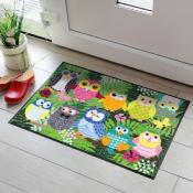 Tapis paillasson Hiboux Colorés  50x75cm