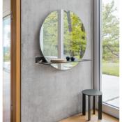 Miroir Mural Etagère Design Cut Gris Blanc - 2 Tailles