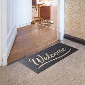 Tapis paillasson Etroit antidérapant - Welcome - Gris 30x75cm