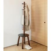 Porte Manteau tabouret Pillar Bois Noir Noyer