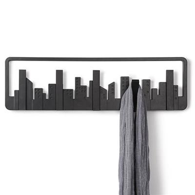 Porte Manteau Mural Moderne Skyline Noir 5 patères