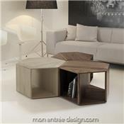 Table Basse Design Bois Chne ou Noyer Hexa 