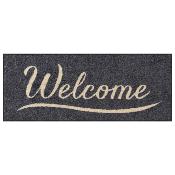 Tapis paillasson Etroit antidérapant - Welcome - Gris 30x75cm