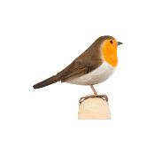 Décoration oiseau en bois sculpté main - Rouge-gorge - Wildlife Garden
