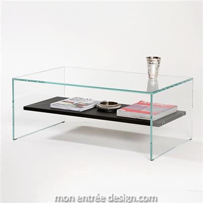 Table Basse en Verre Transparence Wengé