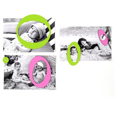 Magnet Porte Photo Rose / Vert - Lot de 5