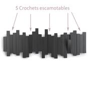 Porte Manteau Mural Sticks Multi Hook Noir