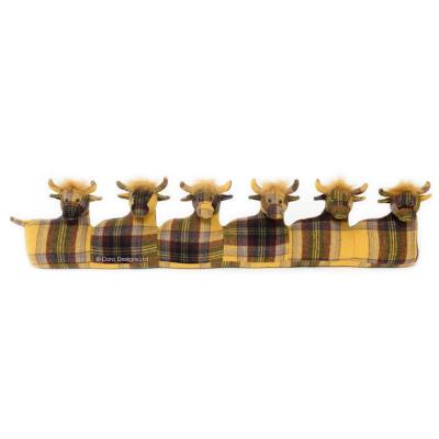 Boudin De Porte Vache Highland Rouge/Marron - Arrête Courants D'Air En Tissu Polaire Doux 85cm