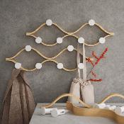 Porte manteaux mural Montage - Blanc et bois Naturel - Umbra