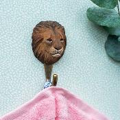 Patère murale animal Sculpté à la main, Lion , Wildlife Garden
