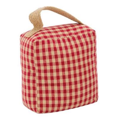 Cale-porte carré en coton vichy rouge avec poignée – 1.3 Kg