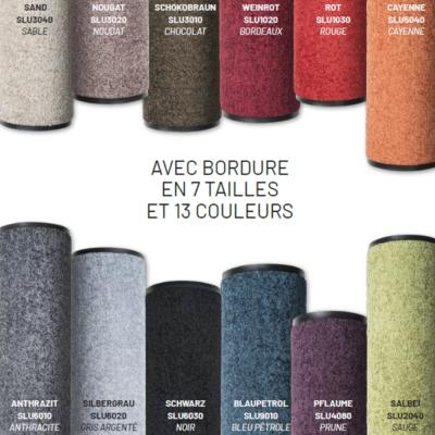 Tapis d'Entrée Uni avec bordure -13 couleurs / 7 tailles au choix 