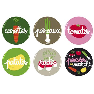 Magnet Métal Pensées du Marché - Lot de 6