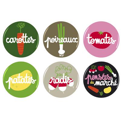 Magnet Métal Pensées du Marché - Lot de 6