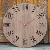 Horloge Murale Design Bois Spike Noyer