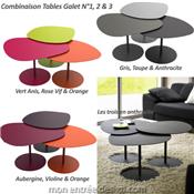 Table Basse Gigogne Design Galet - Lot de 3
