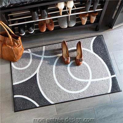 Tapis Paillasson Entrée Absorbant Swoop Gris 50x75