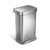 Poubelle Rectangulaire à Pédale Design 45L Inox Brossé CW2024