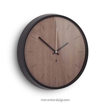 Horloge Murale Design Silencieuse Madera Noyer Noir