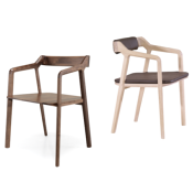 Fauteuil Design Noyer Massif Kundera - Cuir en option