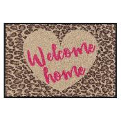 Tapis d'Entr�e Absorbant L�opard Fashion rose - 50x75