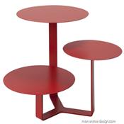 Table Basse Rouge Trilogy 3 Plateaux 