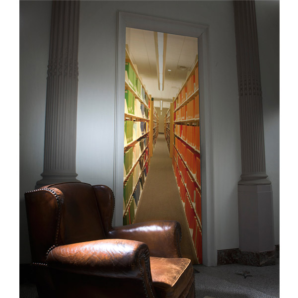 Autocollant Porte 3D - Bibliothèque Aux Bougies - Trompe-l'œil - L83 X H204 Cm - Amovible & Réutilisable