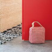 Cale-porte carré en coton vichy rouge avec poignée – 1.3 Kg