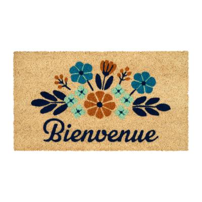 Paillasson "Bienvenue" motifs bleux - 40x70 cm