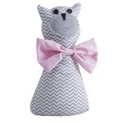 Cale-porte chat gris à chevrons et nœud rose – 1,4 Kg
