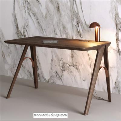 Bureau Design Bois Massif Bridge - Chêne ou Noyer