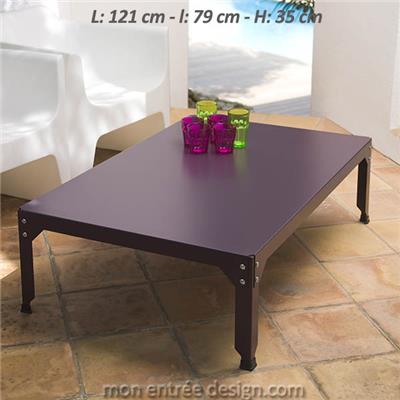 Table Basse Industrielle Design Rectangle Hegoa 121x79