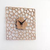 Horloge Murale Design Bois Pebbles 43cm Chne