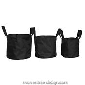 Pot de Fleurs en Tissu Soft Pots Noir - Lot de 3