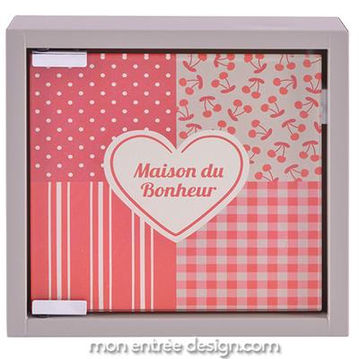 Boîte à Clé Maison du Bonheur Rouge/Rose