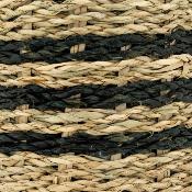 Cale-porte rond en jonc tressé naturel et noir avec poignée - 4,5 kg