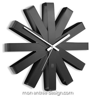 Horloge Murale Design Ribbon Noir