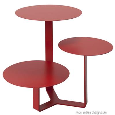 Table Basse Rouge Trilogy 3 Plateaux 