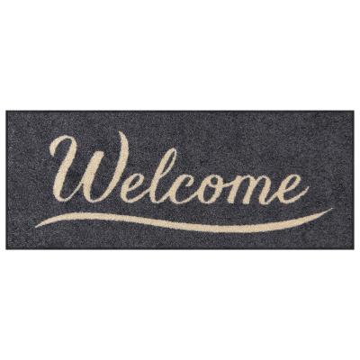 Tapis paillasson Etroit antidérapant - Welcome - Gris 30x75cm