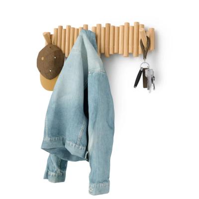 Porte Manteau Bois Picket Rail Naturel XL - 8 Crochets