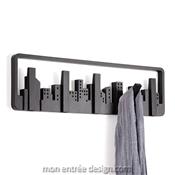 Porte Manteau Mural Moderne Skyline Noir 5 patères