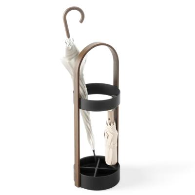 Porte Parapluie en Bois - Noir et Noyer - Umbra