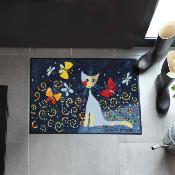 Tapis Paillasson Design Chat "Danse des papillons" 50x75 cm