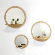 Miroir Rond Etagère Bois Sunrise M