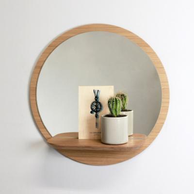 Miroir Rond Etagère Bois Sunrise M