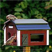 Grande mangeoire à oiseaux en bois - Mangeoire Multifeeder Grange roug –  Maison Fertile