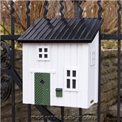 Boîte aux Lettres Maison Bois Poststuga Blanche